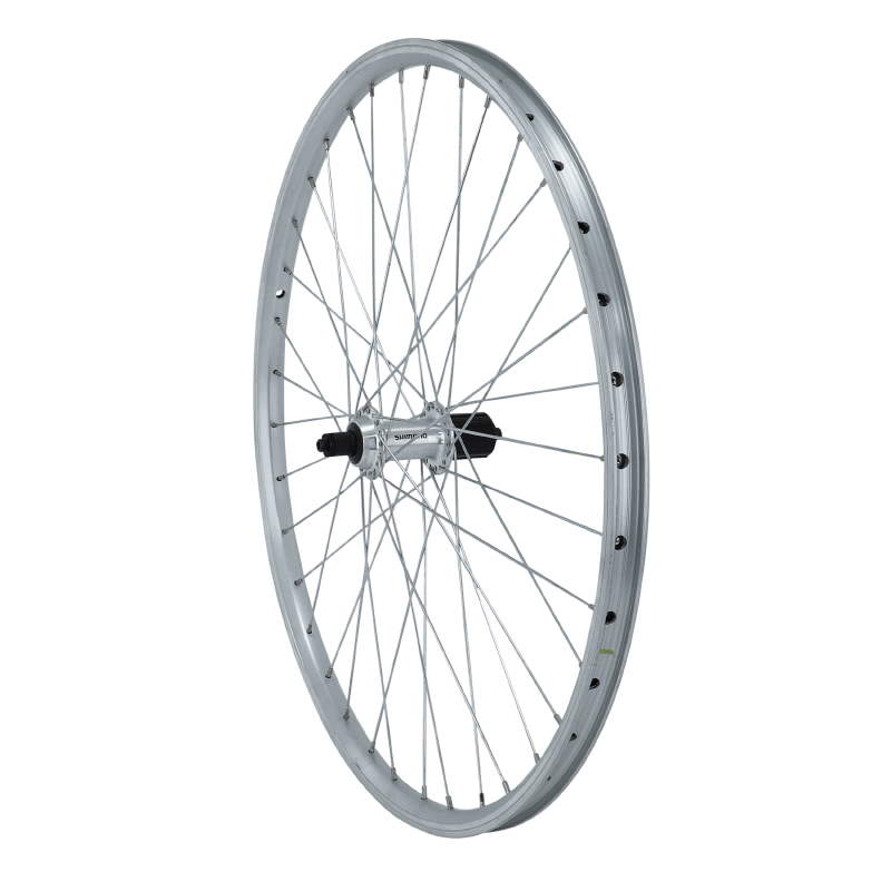 ROUE VTT PATIN BLOCAGE 26\" ER10 ARRIERE ARGENT MOYEU SHIMANO QC300 10-9-8V COMPATIBLE 7V 36 RAYONS JANTE 21C