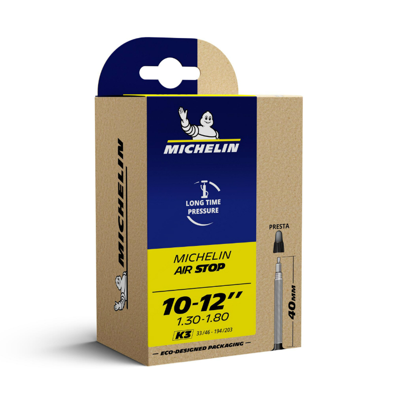 CHAMBRE A AIR VELO 12 X 1.30-1.80 (1-2 X 1.75-2 1-4) MICHELIN K4-K3 VALVE PRESTA 40MM 75G