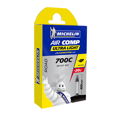 CHAMBRE A AIR VELO 700 X 18-25 MICHELIN A1 ULTRALIGHT VALVE PRESTA 60MM 78G