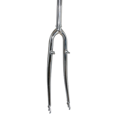 FOURCHE VTC 700X35 RIGIDE CINTREE ACIER CHROME AVEC TASSEAUX PIVOT FILETE (255-160MM) 1"-22,2 INTERIEUR- CONE 26.4MM