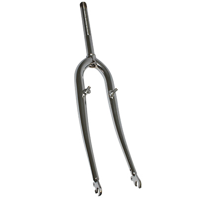 FOURCHE VTT 26'' RIGIDE CINTREE ACIER CHROME AVEC TASSEAUX PIVOT FILETE 22,2MM - 1" (230MM-FILETé SUR 140MM)