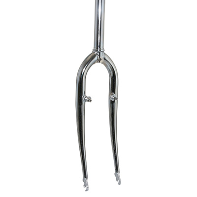 FOURCHE VTT 26'' RIGIDE CINTREE ACIER CHROME AVEC TASSEAUX PIVOT LISSE 250MM 1''1-8 - 28,6MM EXTERIEUR