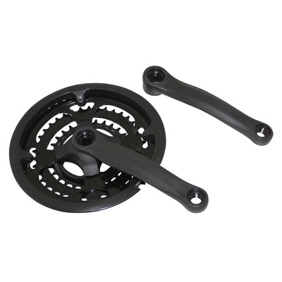 PEDALIER VTT P2R 7-8V. ACIER NOIR 170MM 48-38-28 AVEC PARE-CHAINE (BOITIER 122MM)