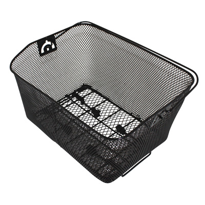 PANIER ARRIERE ACIER NID ABEILLE NEWTON NOIR AVEC ANSE FIXATION ETAU SUR PORTE-BAGAGE (LG40XL30XH20)