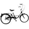 TRICYCLE MUSCULAIRE ADULTE 24\" NOIR 5 VITESSES AVEC PANIER POIDS TOTAL MAXI 100KGS EMPATTEMENT 0,80M - HOMOLOGATION NF30020-