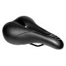 SELLE JUNIOR XINDA VTT CONFORT XD803 NOIR DECO ORANGE 250X165MM AVEC TROU CENTRAL RAIL ACIER NOIR