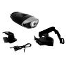 ECLAIRAGE VELO USB AVANT SUR CINTRE 300 LUMENS NOIR-GRIS 3 FONCTIONS 100% - 50% FIXATION CINTRE OU CASQUE