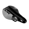 SELLE JUNIOR NEWTON RAV NOIR DECO ORANGE 210X130MM AVEC TROU CENTRAL RAIL ACIER NOIR