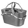 PANIER ARRIERE TOILE BASIL 2DAY 22L GRIS CLAIR AVEC ANSE FIXATION CLIP AUTOMATIQUE SUR PORTE BAGAGE SYSTEME MIK (COMPATIBLE AVEC 157030 INCLUS) - (SI PAS FOURNI SUR LE VELO, AJOUTER 155681)