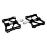 PEDALE VTT PLATEFORME DESCENTE - BMX NEWTON NOIR AXE ROUGE A ROULEMENTS ALU CNC FILETAGE 9-16 AVEC PICOTS ARGENT (PAIRE)