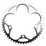 PLATEAU ROUTE 5BRA D.130 STRONGLIGHT 50DTS EXTERIEUR ARGENT ALU 7075 TYPE SHIMANO  9-10V.