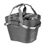 PANIER AVANT TOILE BASIL 2DAY 15L GRIS CLAIR AVEC ANSE FIXATION CLIP AUTOMATIQUE SUR PORTE BAGAGE COMPATIBLE KLICKFIX NON INCLU