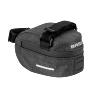 SACOCHE DE SELLE VELO BASIL DISCOVERY 0.5L GRIS-NOIR FIXATION SANGLES SUR CHARIOT DE SELLE POLYESTER IMPERMEABLE AVEC HOUSSE ANTI-PLUIE