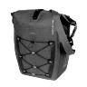 SACOCHE ARRIERE VELO LATERALE BASIL NAVIGATOR CYCLOTOURISTE WATERPROOF 25-31L NOIR FIXATION MIK STUDS SUR PORTE BAGAGE (32X15X37CM) AVEC POIGNEE ET BANDOUILLERE FERMETURE ENROULEMENT