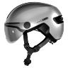 CASQUE VELO ADULTE ABUS URBAIN HUD-Y ACE ARGENT BRILLANT ECLAIRAGE INTEGRE TAILLE  M (54-58CM) REGLAGE MOLETTE